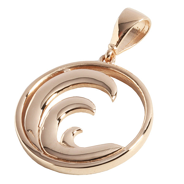 14K Pink Gold Wave in Circle Pendant(Chain Sold Separately)