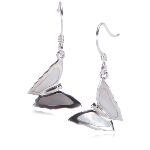 Butterfly with Mother-of-pearl Inlay Sterling Silver Hook Earring