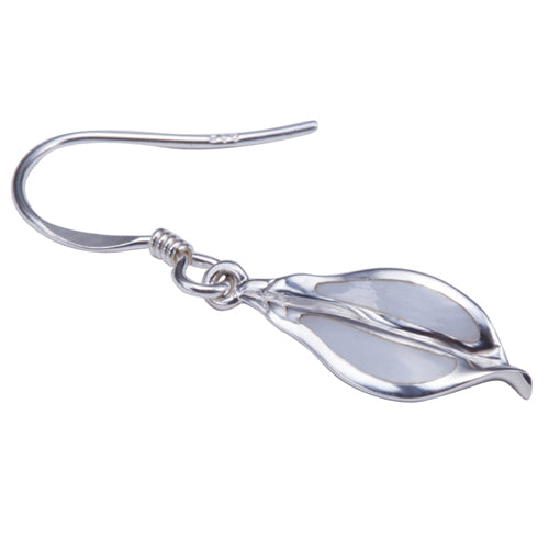 Sterling Silver Maile Leaf Mother-of-peal Inlay Hook Earring