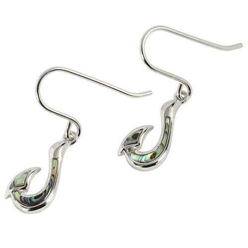Sterling Silver Abalone Fish Hook Hook Earring