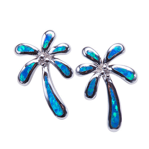 Opal Palm Tree Sterling Silver Stud Earring