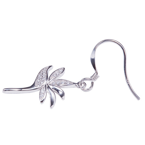 Bird of Paradise Pave Cubic Zirconia Sterling Silver Hook Earring