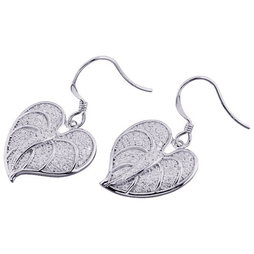 Sterling Silver Anthurium Leaf Hook Earring Pave CZ(Chain Sold Separately)