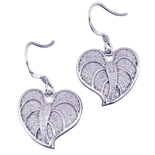 Sterling Silver Anthurium Leaf Hook Earring Pave CZ(Chain Sold Separately)