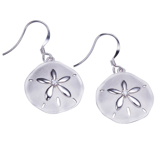 Sterling Silver Sand Dollar Hook Earring Sandblast Finished