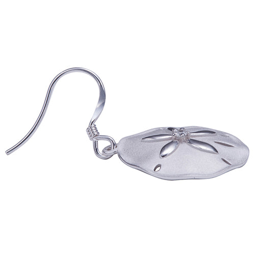 Sterling Silver Sand Dollar Hook Earring Sandblast Finished