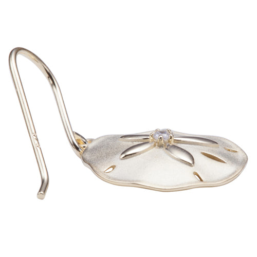 Sterling Silver Yellow Gold Plated Sand Dollar Hook Earring Sandblast Finished