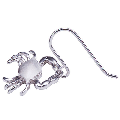 Sterling Silver Moving Crab Hook Earring Sandblast Finished
