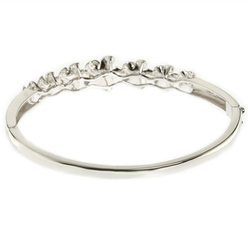 Hawaiian Jewelry 6-12mm 7 Plumeria Rhodium Bangle YG