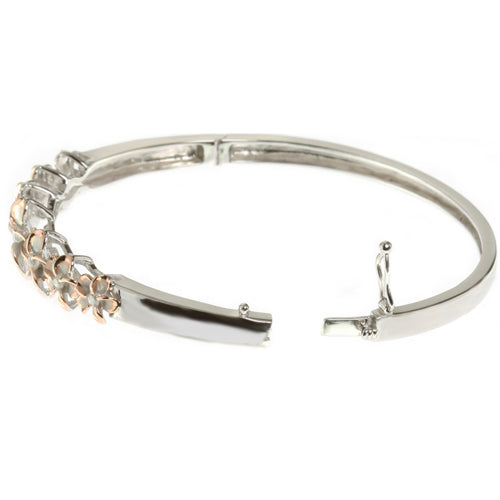 Hawaiian Jewelry 6-12mm 7 Plumeria Rhodium Bangle PG