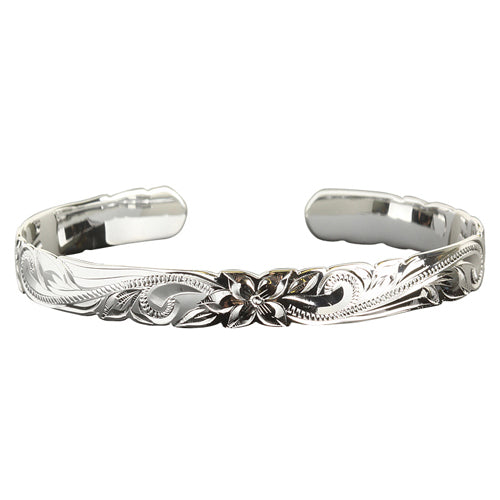 Hawaiian Jewelry Scroll Cut Out One Tone Cuff Bangle