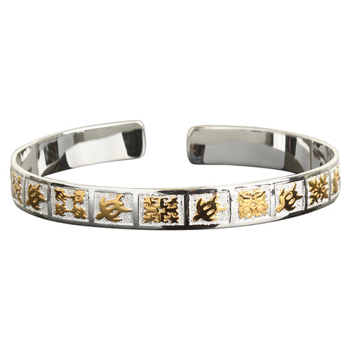 Hawaiian Jewelry Honu/Quilt Two Tone Cuff Bangle