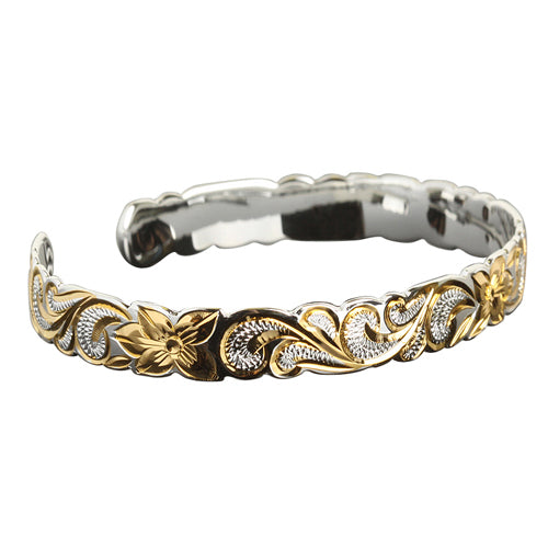 Hawaiian Jewelry Queen Cut Out Two Tone Cuff Bangle