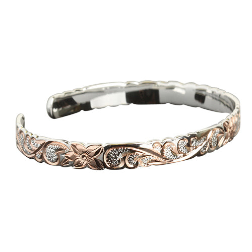 Hawaiian Jewelry Scroll Cut Out Pink Cuff Bangle