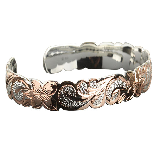 Hawaiian Jewelry Scroll Cut Out Pink Cuff Bangle