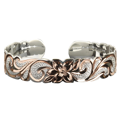 Hawaiian Jewelry Scroll Cut Out Pink Cuff Bangle