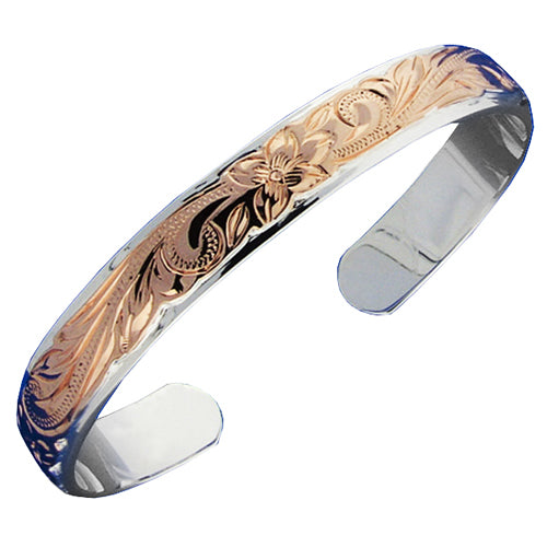 Hawaiian Jewelry Double Bangle 10x8mm Scroll PG