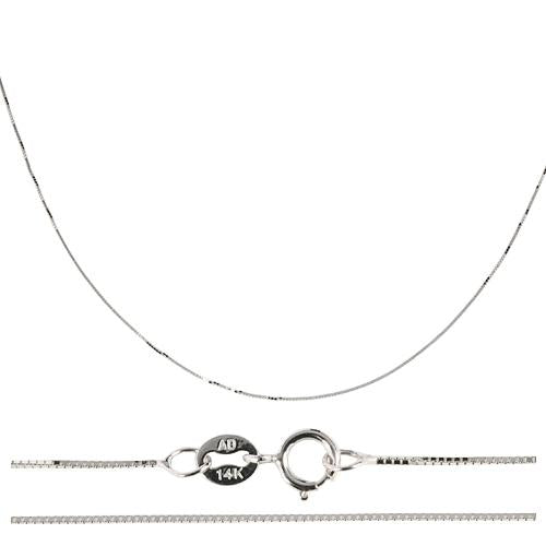 14K White Gold Box Chain