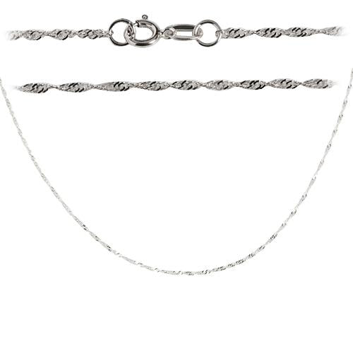 14k White Gold Singapore Chain