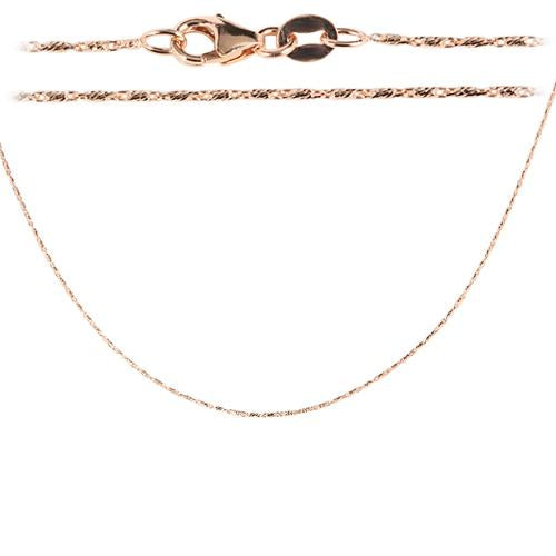 14K Pink Gold Diamond cut Bar Chain