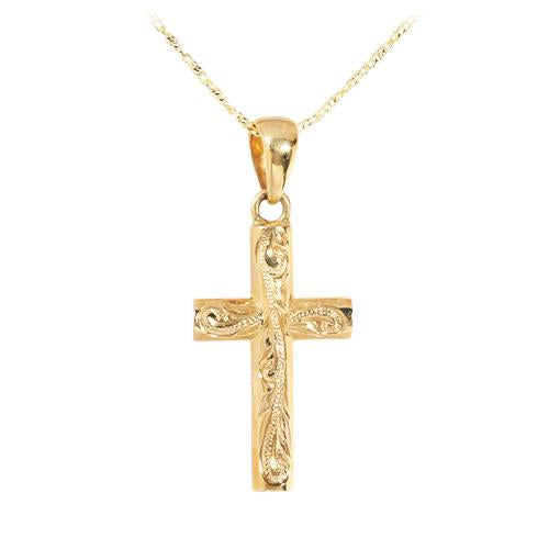 14KT Yellow Gold Scroll Cross Pendant