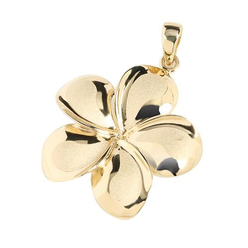 14K Yellow Gold Plumeria Pendant (S/M/L/XL/XXL) (Chain Sold