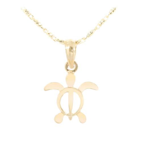 Yellow Gold Honu(Hawaiian Turtle) Kid size Pendant
