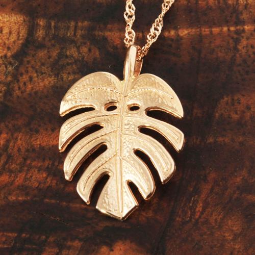 monstera necklace 14K Pink Gold Monstera Leaf Pendant (Chain Sold Separately)