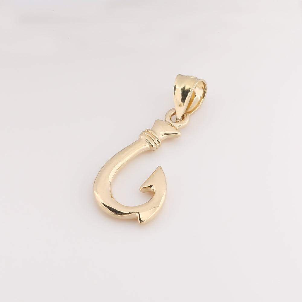 14K Solid Yellow Gold High Polish Fish Hook Pendant (Chain Sold Separately) 14K Solid Yellow Gold High Polish Fish Hook Pendant (Chain Sold Separately)