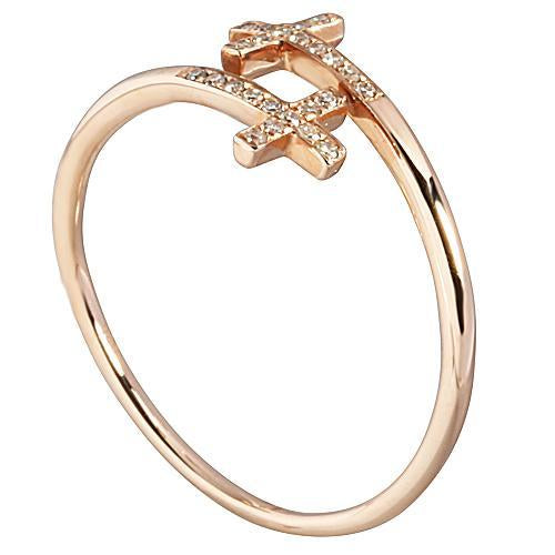 0.06 ct. t.w.  Diamond Ring in Solid 14K Pink Gold Cross - Hanalei Jeweler