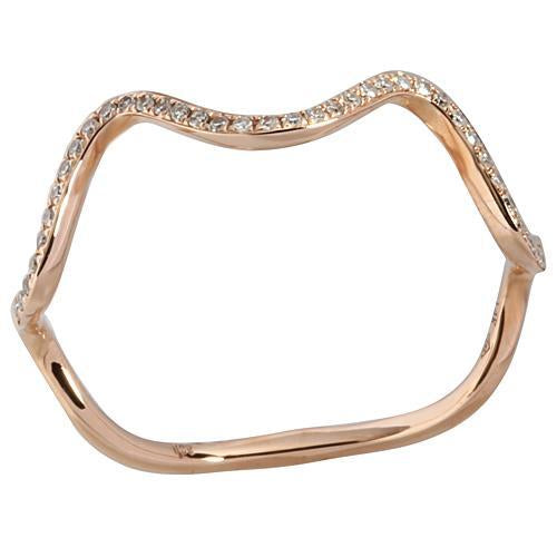 0.09 ct. t.w.  Diamond Ring in Solid 14K Pink Gold Wave - Hanalei Jeweler