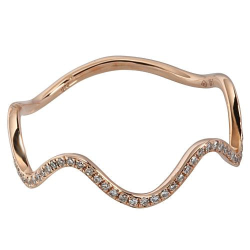 0.09 ct. t.w.  Diamond Ring in Solid 14K Pink Gold Wave - Hanalei Jeweler