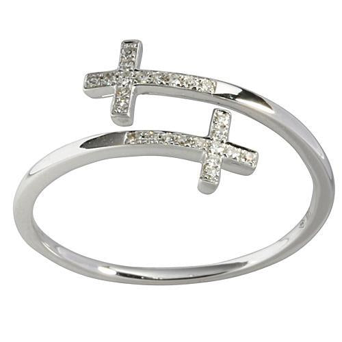 0.06 ct. t.w.  Diamond Ring in Solid 14K white Gold Cross - Hanalei Jeweler