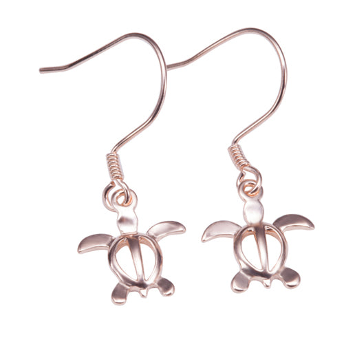 Sterling Silver Rose Gold Plated Tinny Honu Hook Earring