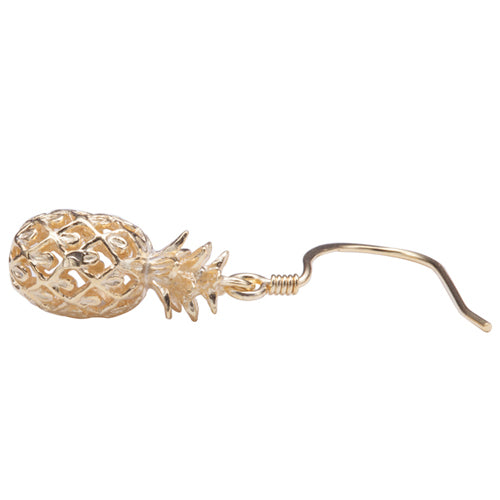 Yellow Gold Plated Sterling Silver Small Pinapple Hook Earring