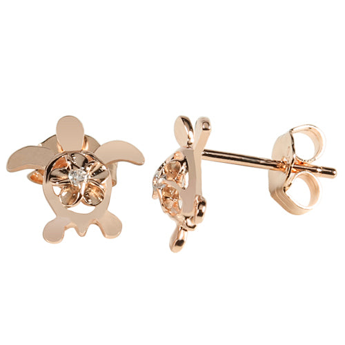 4mm Plumeria in Honu Pink Gold Plated Sterling Silver Stud Earring