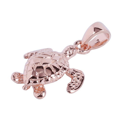 Pink Gold Plated Sterling Silver Small Turtle Pendant