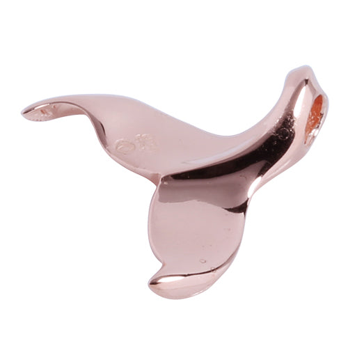 Pink Gold Plated Sterling Silver Small Whale Tail Pendant Scroll Engraving