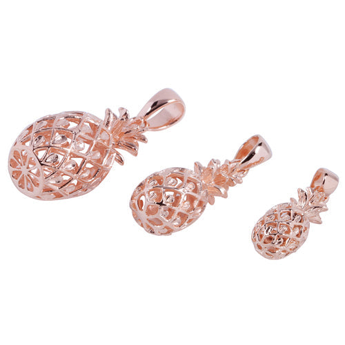 Pink Gold Plated Sterling Silver Pineapple Pendant (M)