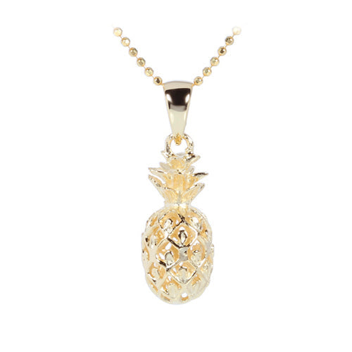Yellow Gold Plated Sterling Silver Pineapple Pendant (S)