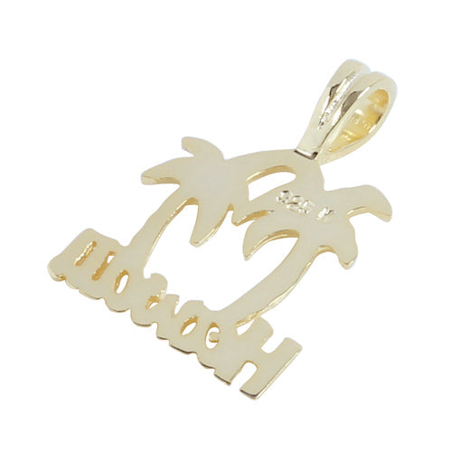 Yellow Gold Plated Sterling Silver HAWAII Palm Tree Pendant