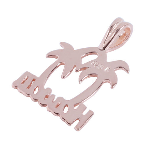 Pink Gold Plated Sterling Silver HAWAII Palm Tree Pendant
