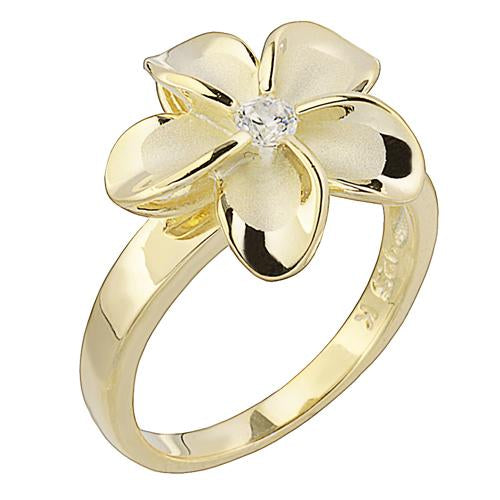 flower ring silver plumeria ring