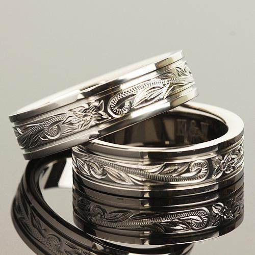 6mm Hawaiian Scroll Titanium Wedding Ring
