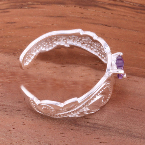 Hawaiian Scroll with Clear Heart CZ Cut Out Edge Toe Ring