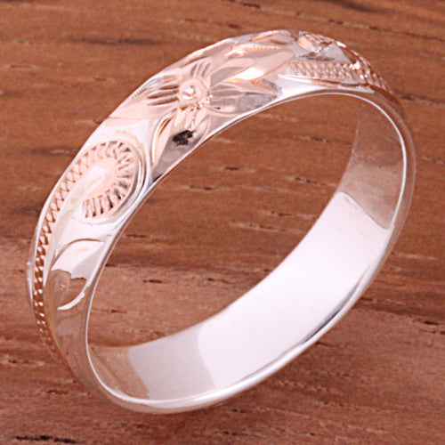 4mm Hawaiian Scroll Two Tone Pink Gold Plated Smooth Edge Toe Ring
