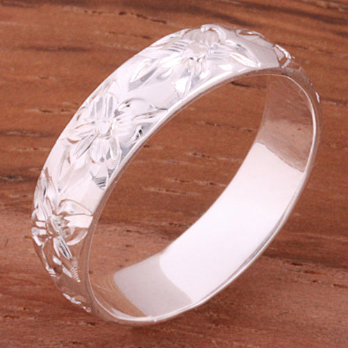 Sterling Silver 4mm Plumeria Smooth Edge Hawaiian Toe Rings