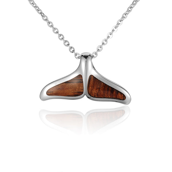 Hawaiian Jewelry Koa Wood Solid Silver Whaletail Pendant