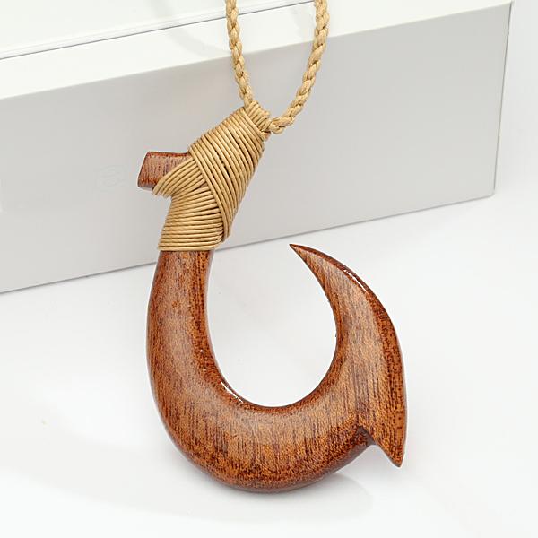 Koa Wood Fish Hook (Makau) Necklace (S/L) Large Koa Wood Fish Hook (Makau) Necklace (S/L) Large
