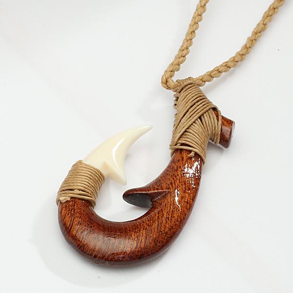 Koa Wood Hawaiian Fish Hook  Fish hook necklace, Hook necklace
